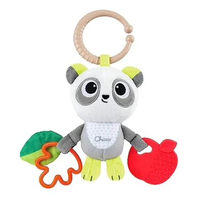 Bild av CHICCO panda Early Activity Rattle, söt skallra med tygdelar och plasthänge, bitring krok för att fästa på barnvagnar bilstolar, 324 månader