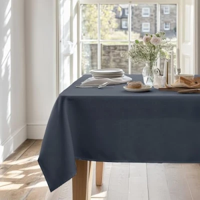 Bild av Deconovo Vattentät bordsduk för matsalsduk, rektangulär bordsduk, 140 x 200 cm, mörkgrå