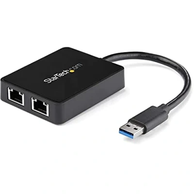 Bild av StarTech.com USB 3.0 till Gigabit Ethernet adapter med dubbla portar port 10/100/100 LAN nätverk NIC (USB32000SPT)