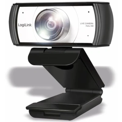 Bild av LogiLink UA0377 HD USB videokonferens 120 ultravidvinkelobjektiv, dubbel mikrofon med brusreducering, manuellt fokus för videokonferenser och live streaming, svart