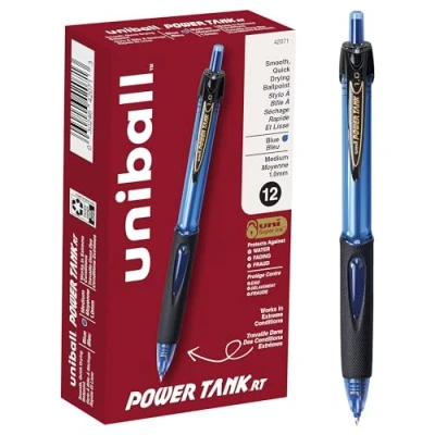 Bild av uni ball Power Tank indragbara kulspetspennor medium punkt, 1,0 mm, blå, 12 pack