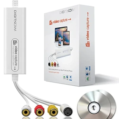 Bild av DIGITNOW! USB 2.0 Video Capture Card, VHS VCR TV till DVD omvandlare, stöd för Mac OS X PC Windows 7 8 10 White Medium