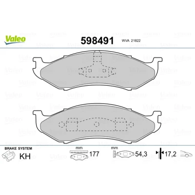 Bild av VALEO 598491 Jeu de plaquettes frein Essieu avant contact signal d&#039;usure exclu avec tôle anti bruit JEEP: GRAND Cherokee 2, II