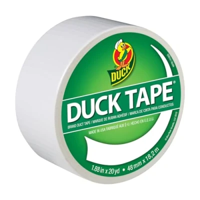 Bild av Duck Tape Vävtejp, enfärgad, vit reparation, pyssel, personlig, dekoration och som lärande material, 48 mm x 18,2 m.