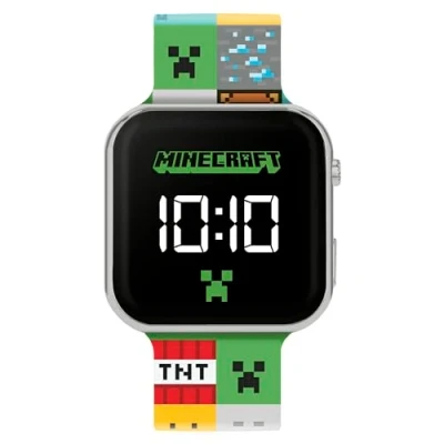 Bild av Minecraft barn LED digital färgglad flerfärgad silikonrem klocka MIN4272, Flerfärgad, Bälte