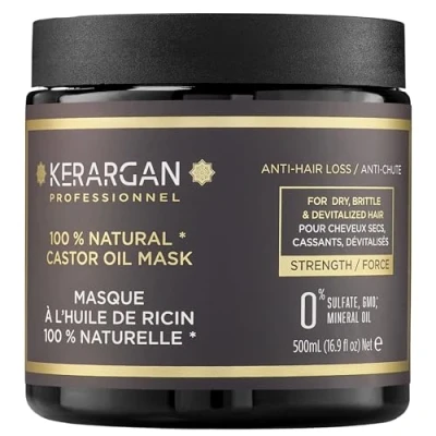 Bild av Kerargan Masque Capillaire à l’Huile de Ricin et d’Argan Stimule la Pousse Réduit les Chutes Sans sulfate, Paraben Silicone 500 ml