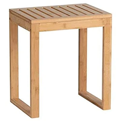 Bild av WENKO Badpall mod. Bamboo, pall för badrum och gästtoalett, möbel av bambu, sittplats förvaringsyta vardagsrum sovrum, vacker steg, 40 x 30 46 cm, natur
