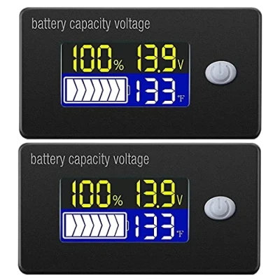 Bild av DollaTek 2 st batterikapacitetsindikator, 12 V, display, LCD, voltmätare, temperaturmätare, testare för Li ion, Lifepo4, blysyra
