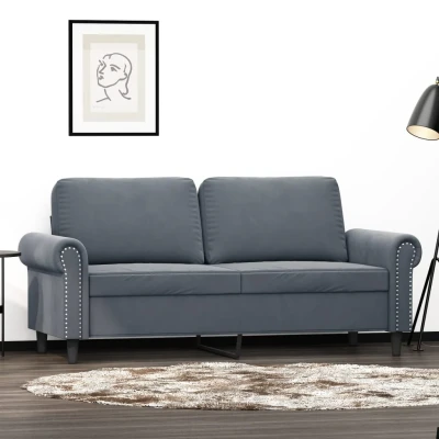 Bild av vidaXL soffa 2 sits mörkgrå 140 cm sammet, sitssoffa, tvåsitssoffa, sitssoffor, tvåsitssoffor,