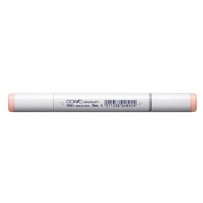 Bild av COPIC sketch märkpenna typ YR 01, persika puff, professionell penselmarkör, med en superpenselspets och medelbrun spets
