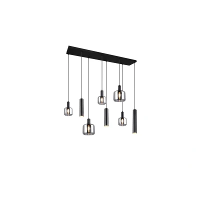 Bild av Trio Lighting Mataro hänglampa, krom/svart, 118 cm, 8 lampor glas/metall
