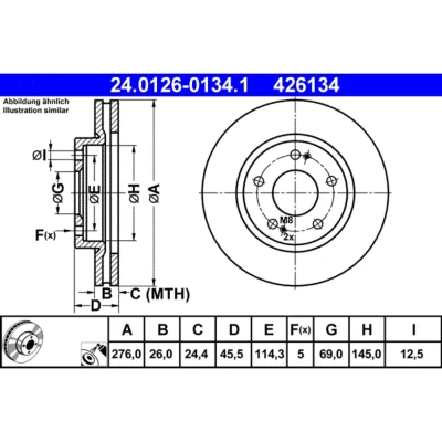 Bild av Bromsskiva Ate 24.0126 0134.1