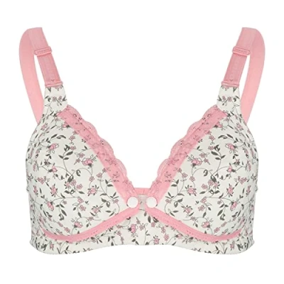 Bild av Blommig spets bh moderskap amnings bomull framsida öppen amning gravida kvinnor kläder, Rosa, 38/85 Pink