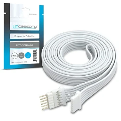 Bild av Litcessory Förlängningssladd för Philips Hue Lightstrip Plus (1m, 1 Bit, Vit MIKRO 6 PINNE V4)