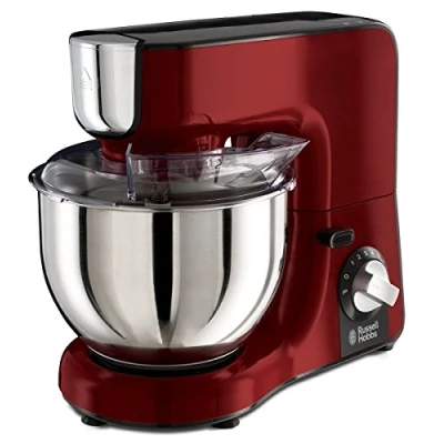 Bild av Russell Hobbs köksmaskin, 1000W, planetariskt omrörningssystem, visp, degkrok, blandare, 1.5l mixerkanna i glas, 5l blandskål rostfritt stål, transparent stänkskydd, Desire 23480 56