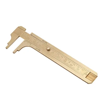 Bild av FTVOGUE Messschieber Messing Schieblehre Lineal Messwerkzeug Mini Taschenlineal Doppel Skalen mm/Zoll(100mm)