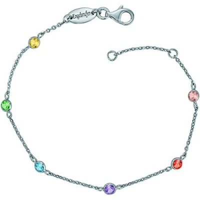 Bild av Engelsrufer Damen Armband aus Sterling Silber besetzt mit 6 Zirkonia Steinen in Multicolor, Karabinerverschluss, zwei Längen verstellbar, nickelfrei, ERB LILMOON ZIM
