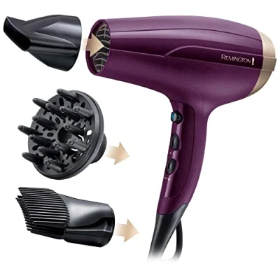 Bild av Remington Ion hårtork [lätt och mer volym] Din stil (2300 W, set inklusive stylingmunstycke, diffusor, hårfästeförstärkare för volym, 3 värme 2 separata fläktnivåer, kylnivå) D5219