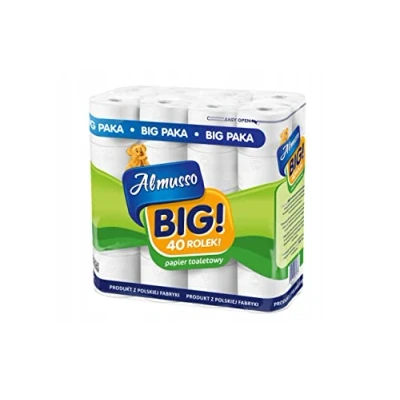 Bild av ALMUSSO Toalettpapper i 3 lager, 40 rullar, stor förpackning, 160 blad per rulle, vit
