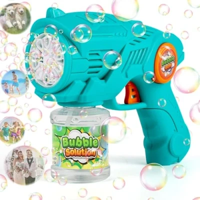 Bild av ZWOOS Automatisk bubbelpistol för barn, tvålbubbelmaskin med 110 ml bubbellösning, uppladdningsbar bubbelpistolleksak bröllop/födelsedag/fest (blå)