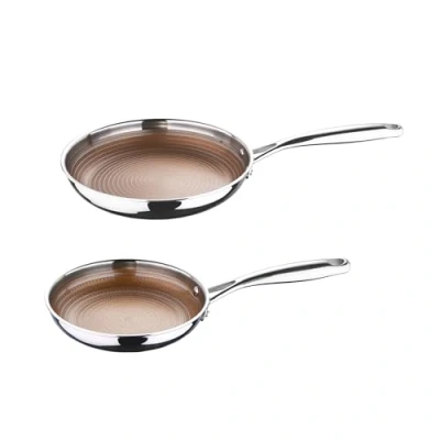 Bild av MasterPRO Giro Collection 2 delad stekpanna set Tri lager rostfritt stål aluminium kärna köksredskap med flera non stick beläggning 20 cm och 25 stekpannor