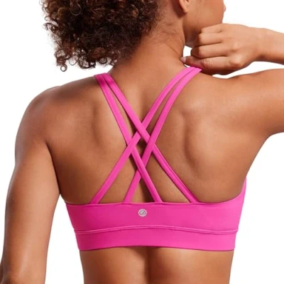Bild av CRZ yoga Sport BH, dam, utan bygel, korsad rygg, spaghetti topp, avtagbara kupor, linne, XS