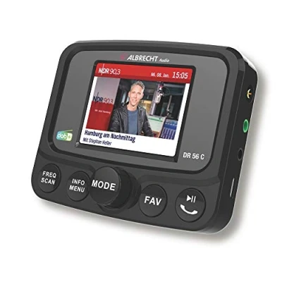 Bild av Albrecht DR56 C digital radio mottagare med färgskärm, 27156, för uppgradering av bilradio, FM sändare DAB+ och Bluetooth anslutning från smartphone till