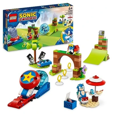 Bild av LEGO Sonic the Hedgehog Sonics fartklotsutmaning Interaktiv Byggleksak, Bygg Ditt Eget Spel, Byggset med 3 Minifigurer Inklusive Moto Bug Badnik, Present för Pojkar och Flickor från 6 år 76990