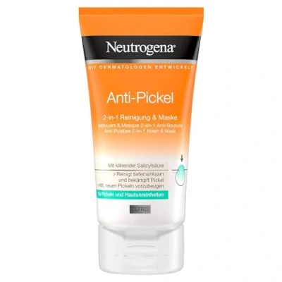 Bild av Neutrogena Anti Pimple ansiktsrengöring, 2 i 1 rengöring och mask med salicylsyra för blemmerad hud, oljefri, 150 ml