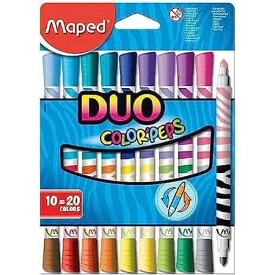Bild av Maped Color&#039;Peps Duo filtpennor 10 pennor = 20 färger perfekt för skolpennfodral tvättbart bläck