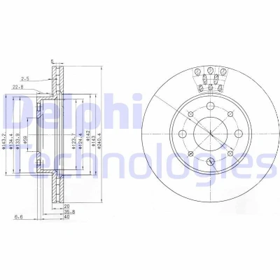 Bild av DELPHI BG3425 Disque de frein 240 20 4 ventilé huilé non traité sans roulement roue, bague ABS FIAT: Palio I Weekend