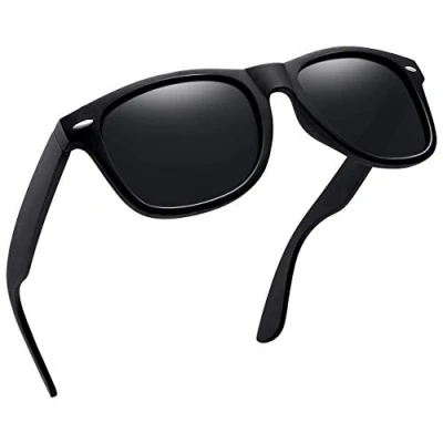 Bild av Joopin Fashion Square Solglasögon Herr Polariserade Retro Rektangulära UV400 Dam Spegel Stor Polarized Sunglasses for Men and Women för Utomhus Vandring Fiske Golf Matt Svart