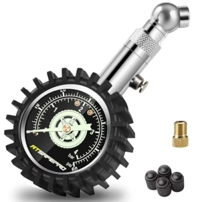 Bild av Däcktrycksmätare, ATsafepro Däcktrycksmätare 4 bar 60 psi certifierad ANSI B40.1 Exakt med stor 2&quot; glödskiva, professionell mekanisk lufttrycksmätare för motorcyklar, bilar, lastbilar