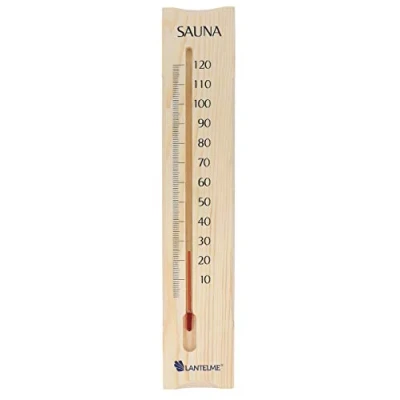Bild av Lantelme bastutermometer av trä, 38 cm, analog bastutemperaturmätare upp till 120 C, massiv furu för wellness och avkoppling, praktiska tillbehör bastu bastutillbehör