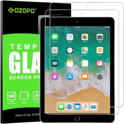 Bild av [Set med 2] GOZOPO skärmskydd för iPad 9,7 tum 6e/5:e generationen reptåligt härdat glas, 2,5D kant kompatibel Air/Air 2/iPad Pro 9.7