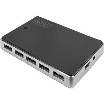 Bild av DIGITUS USB hubb 10 portar Höghastighets 2.0 480 Mbps Plug&amp;Play Anslutningskabel 100 cm Svart