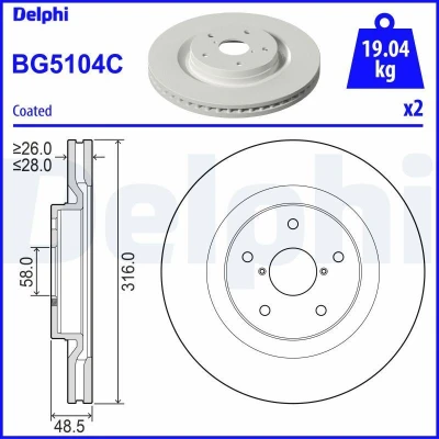 Bild av Bromsskiva DELPHI BG5104C