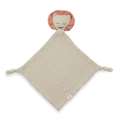 Bild av Hauck Sniffelduk Baby Cuddle N Play, muslin, bomull, gosig handduk för pojkar och flickor, gosedjur, muffdjur, tvättbar vid 60 C, 25 x cm (lejonbeige)