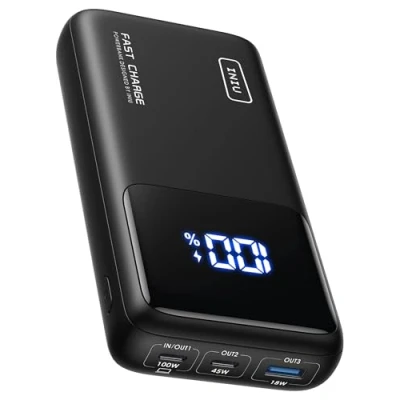 Bild av INIU Power Bank, 100 W 25 000 mAh powerbank liten men stark telefon och laptop externa mobiltelefonbatterier USB C Input &amp; Output, kompatibel med MacBook Pro Surface Go iPad Air iPhone 15 14 Max