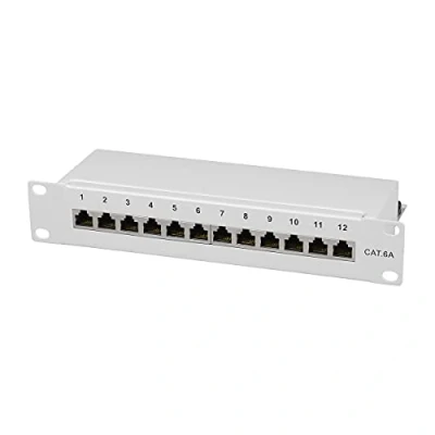 Bild av LogiLink Professional Cat.6A (500 MHz) patchpanel distributionsfält, 10 tum, STP (skärmad) 12 port (RJ45)