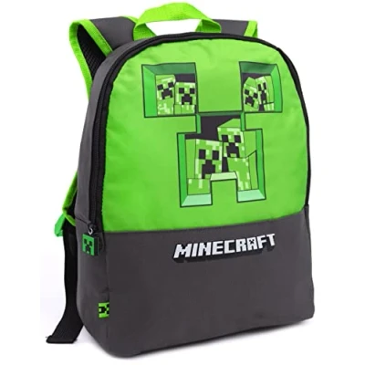 Bild av Minecraft ryggsäck för barn pojkar flickor Pixel Creeper genombrott grå skolväska present till spelare, Grå, en storlek