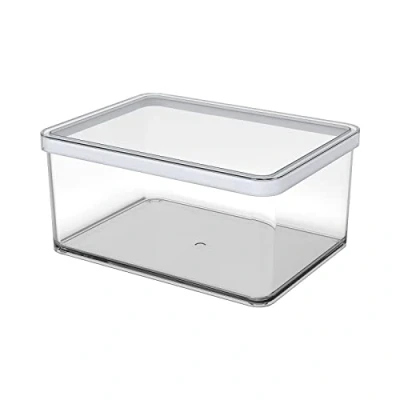 Bild av Rotho Loft Förvaringslåda med lock och tätning, BPA fri plast (SAN), klar/vit, 2,25 L, 20,0 x 15,0 9,6 cm