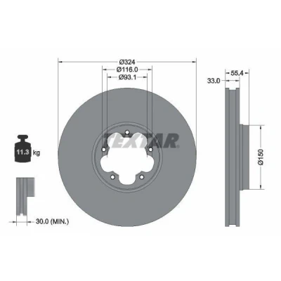 Bild av TEXTAR Disque de frein FORD: Transit Custom V362 Van, Tourneo Minibus, Minibus 92347103 2199111,JK211125GA