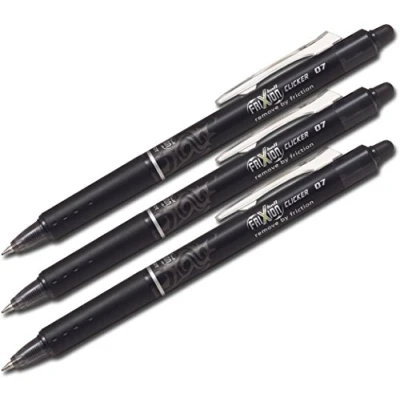 Bild av Pilot FriXion Ball Clicker raderbar kulspetspenna 0,7 mm, svart, 3 st