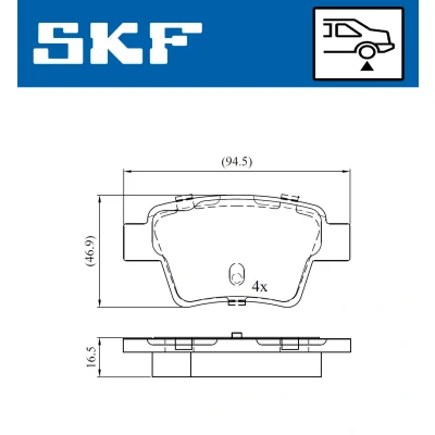 Bild av SKF VKBP 90172 Jeu de plaquettes frein non préparé pour indicateur d&#039;usure PEUGEOT: 207 3/5 portes, SW