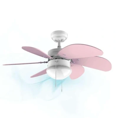 Bild av Cecotec Takfläkt EnergySilence 3600 Vision lila, 50 W, diameter 92 cm, lampa, 3 hastigheter, 6 vändbara blad, sommar /vinterfunktion, dragkedja, vit