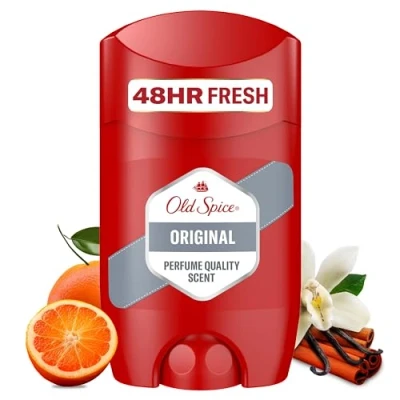 Bild av Gamla Spice Original Deodorant Stick för män, 50 ml, 48 H färsk, långvarig doft i parfymkvalitet, 0% aluminiumsalter, inga fläckar på svart och vit, tillverkad av 50% återvunnen plast
