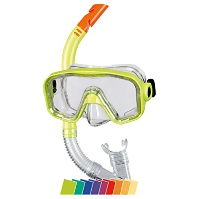 Bild av BECO Beermann Set BAHIA, Barn, Halvmask, Snorkling, Polykarbonat, Transparent, Gul, 12 år