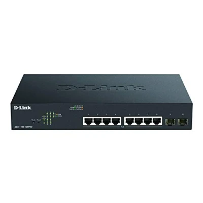 Bild av D Link DGS 1100 10MPV2/E 10 Portars Gigabit PoE Smart Managerad Switch med 8 och 2 SFP Portar, 130W effekt budget, 802.3af/at, VLAN, lager funktioner, QoS, 802.3az EEE Endast EU nätsladd
