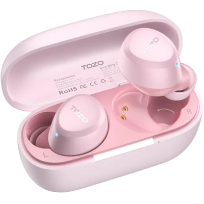 Bild av TOZO A1 Minihörlurar Bluetooth, trådlösa hörlurar, Bluetooth 5.3, lätta, in ear hörlurar med inbyggd mic, lätta att bära (kompatibla små öron), guld